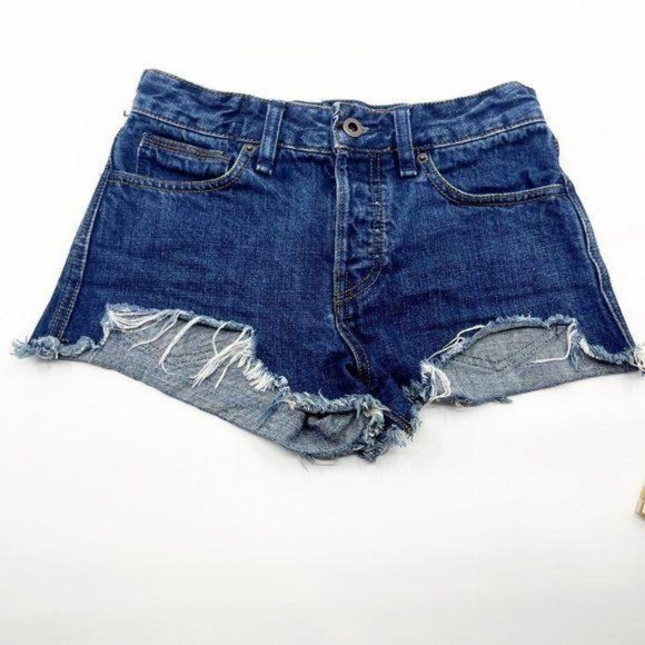Free People Cut Off Jean Shorts Distressed Size 24 - Picture 3 of 10